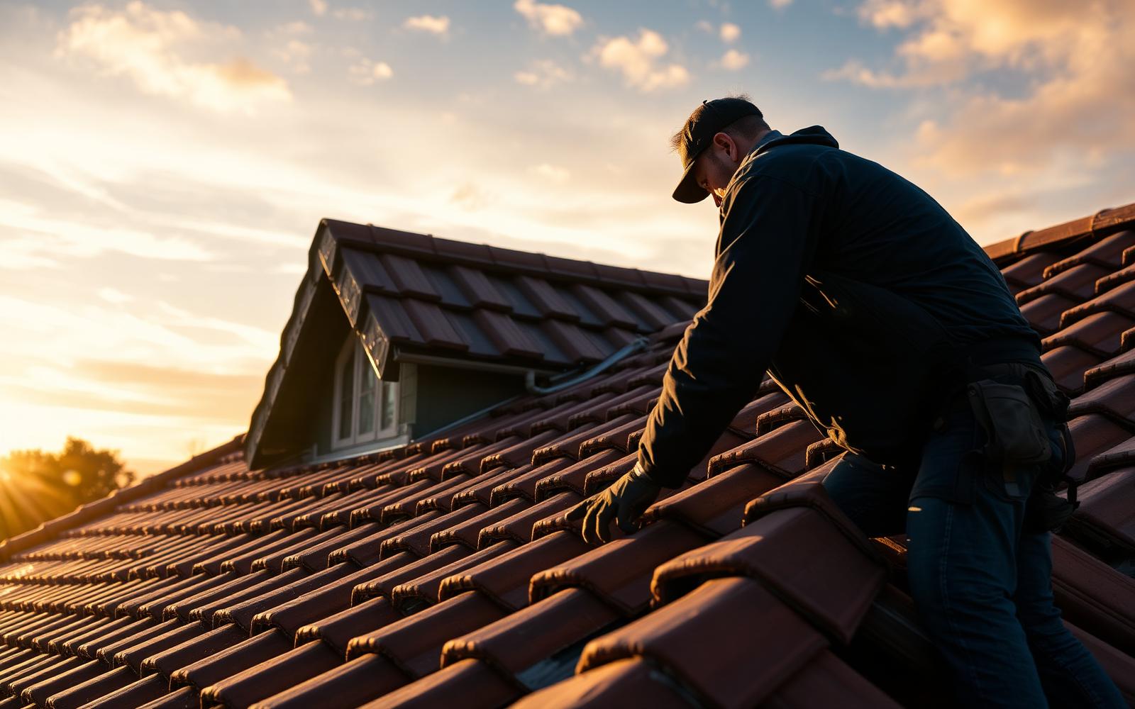 Couvreur professionnel travaillant sur une toiture